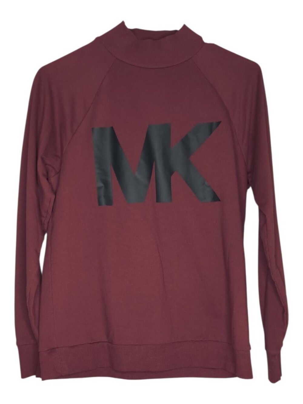 Michael Kors Burgundy Sweatshirt With High Mock Neck Women's Size XS Bold MK Log